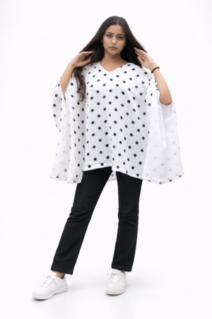 Midnight Polka Flow Top