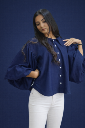 Midnight Blue Batwing Sleeve Top
