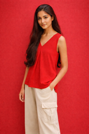 Scarlet Red Sleeveless Top
