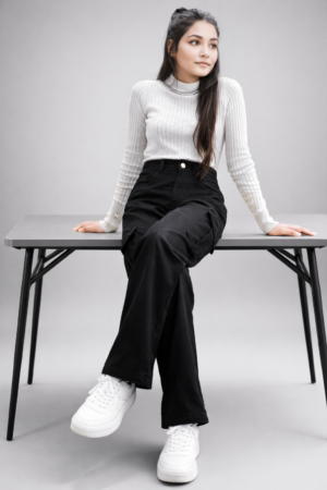 Classic Grey Ribbed Turtleneck