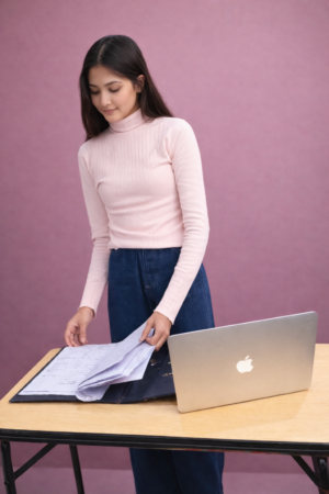 Pink Ribbed Turtleneck